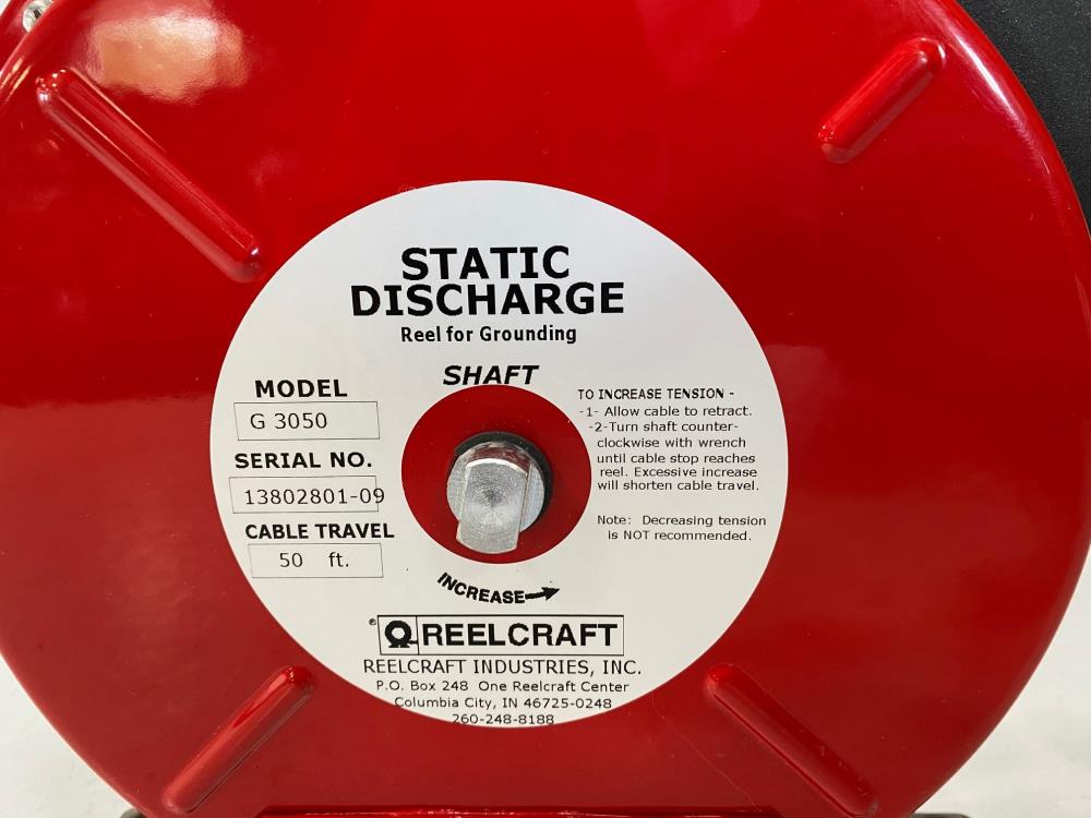 ReelCraft G 3050 Heavy Duty Static Discharge Reel, 50 Ft. Cable w/ Lock